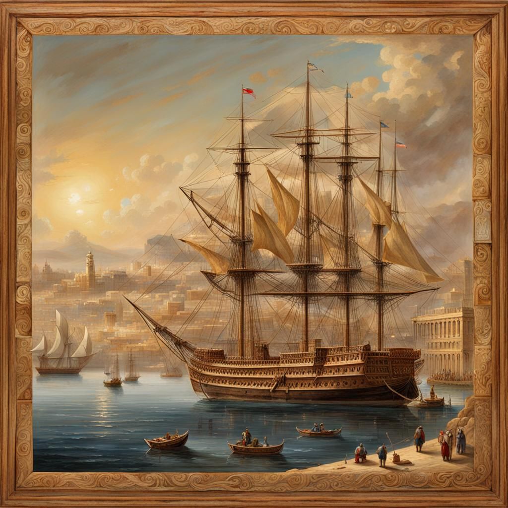 Age of Discovery Ship Near Alexandria Port