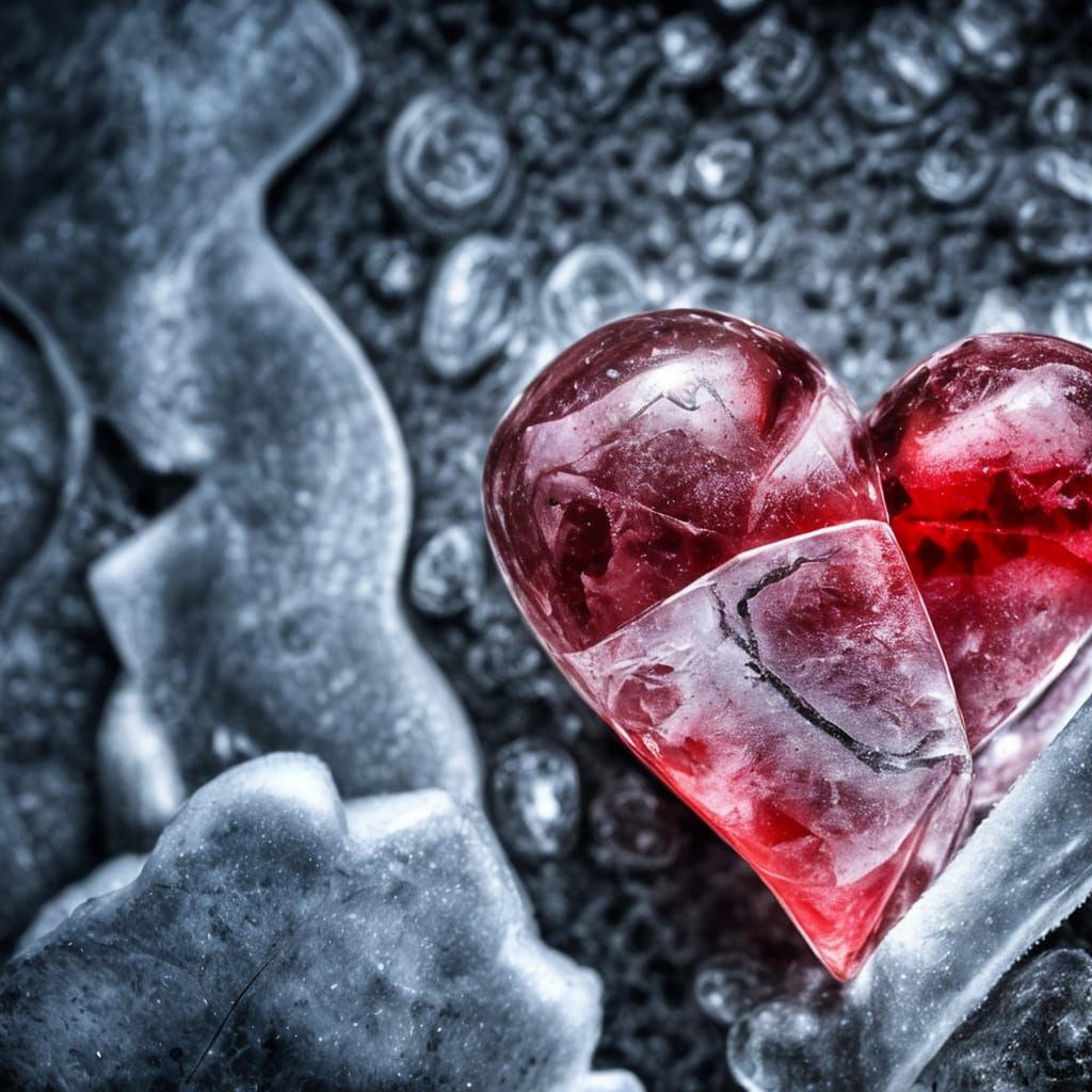 Icy Heart with Intricate Details in Hyperrealistic Style