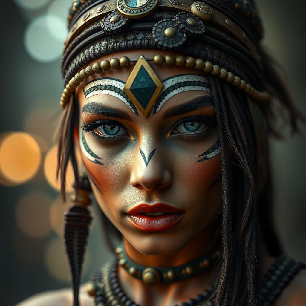 Tribal Goddess Portrait in Modern Realism Style
