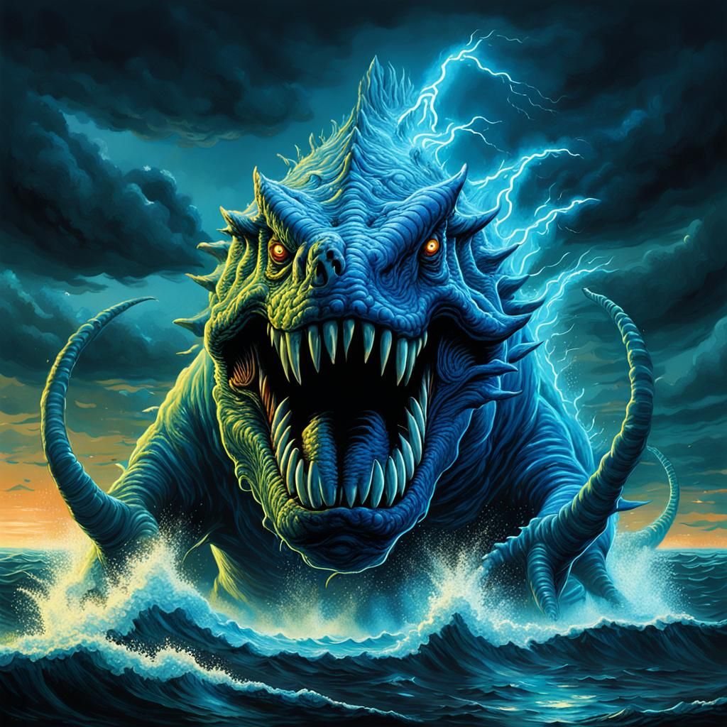 Radioactive Prehistoric Sea Monster in Sinister Style