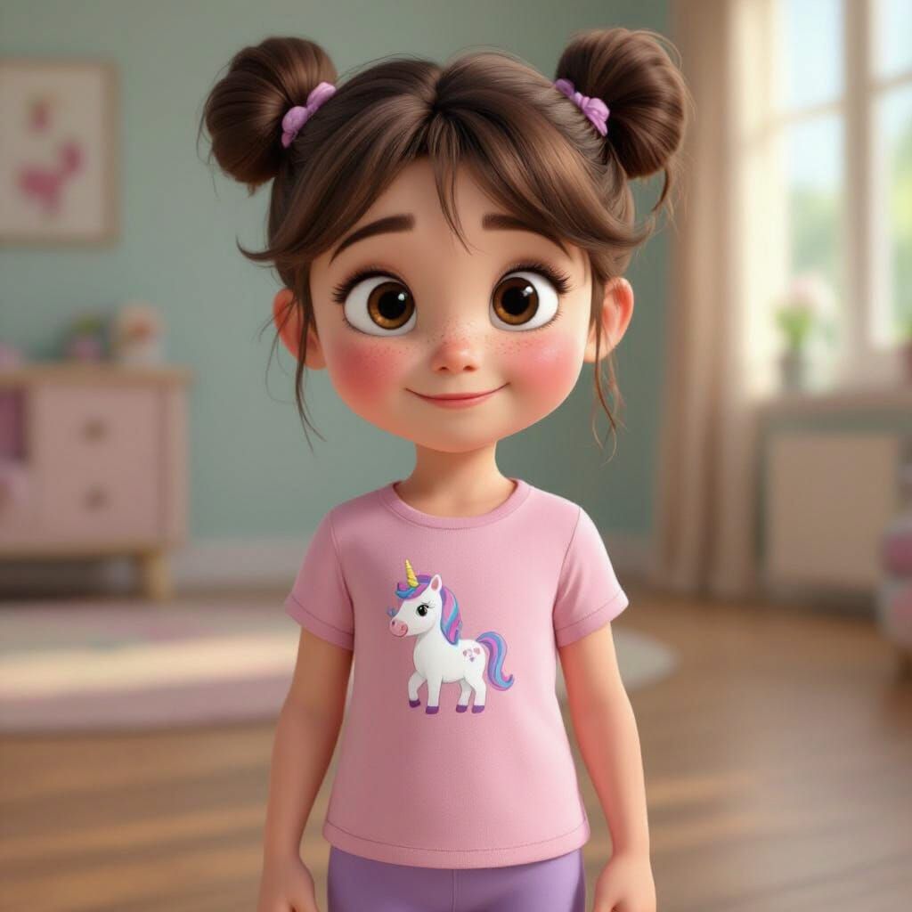 Pixar-Style 3D Render of a Shy Girl