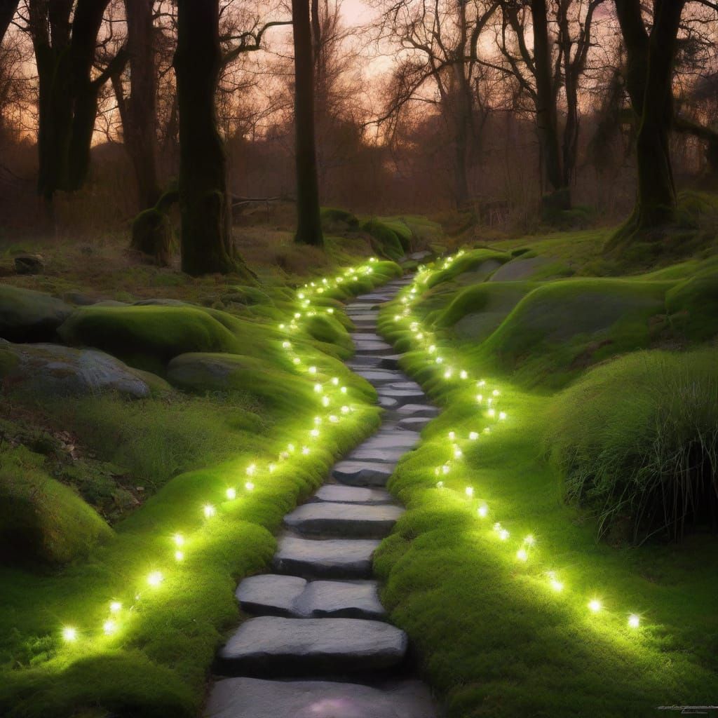 Ethereal Light Painting of Crystals and Moss