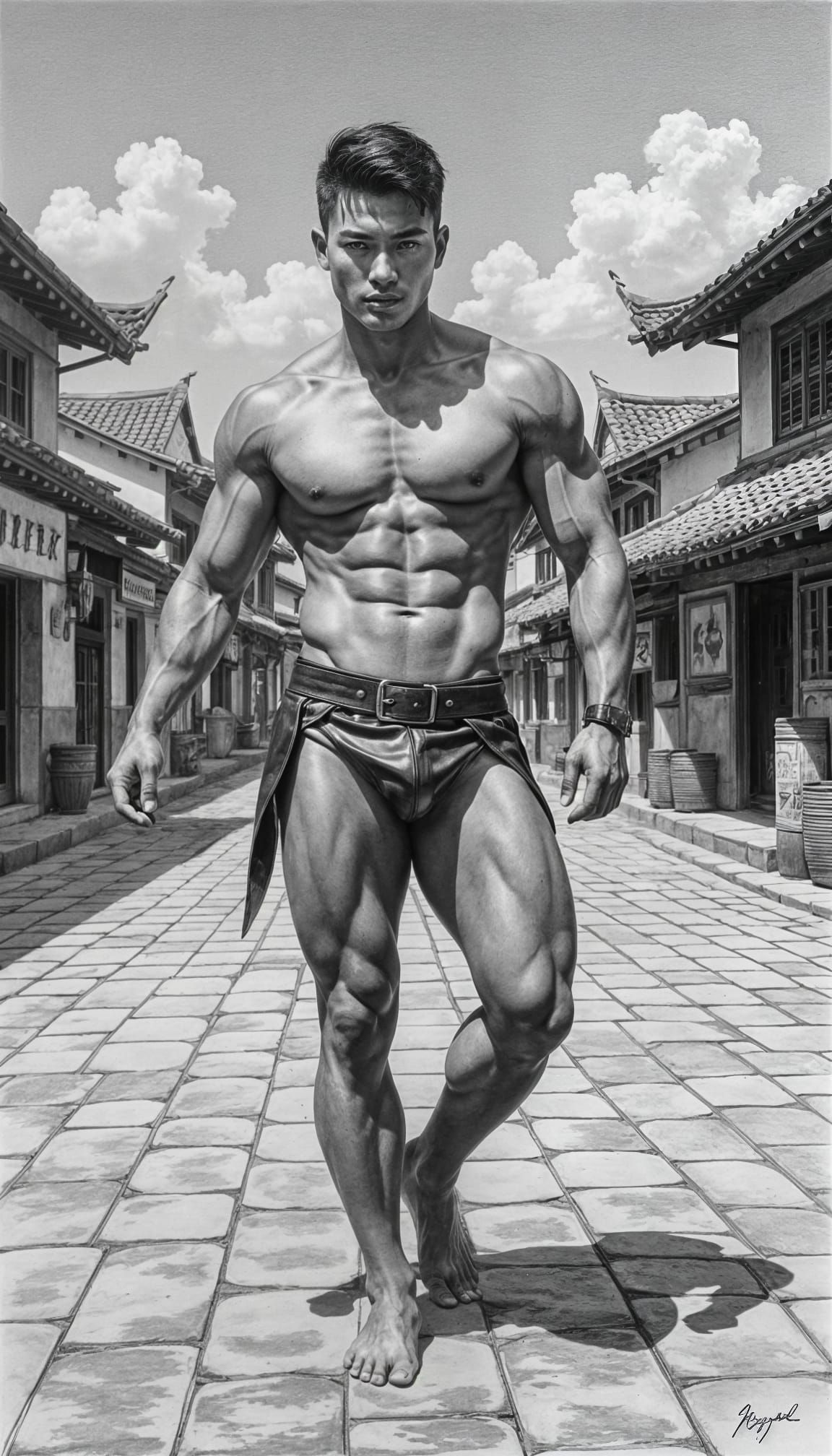 Gay Man Dancing in Village Square