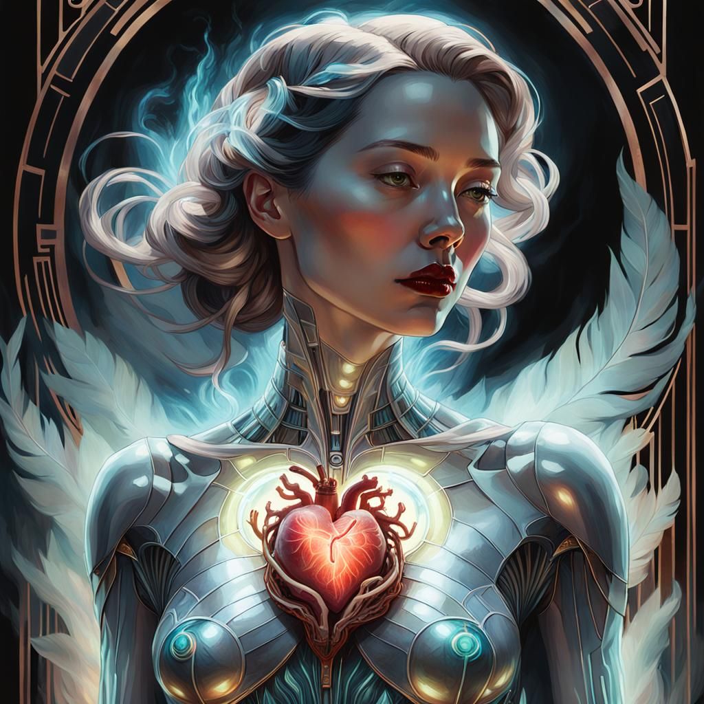 Ethereal Ghostly Portrait in Art Deco Style