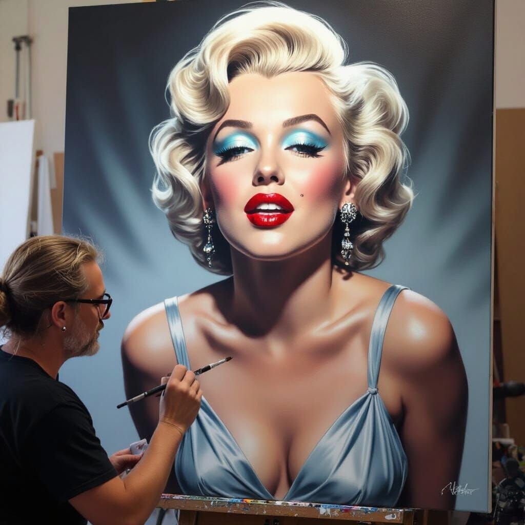 Airbrush Art Captures Marilyn Monroe's Iconic White Dress Mo...