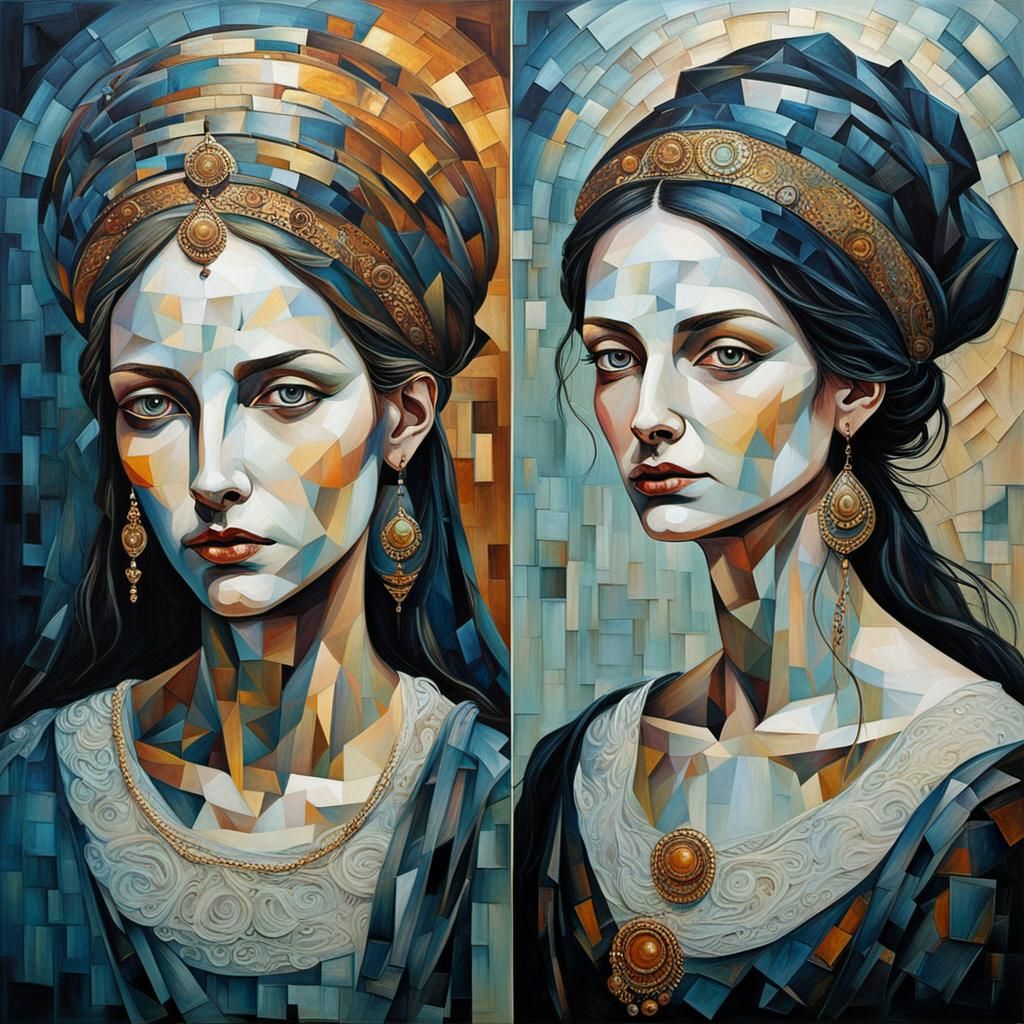 Triptych of Noble Women in Abstract Art