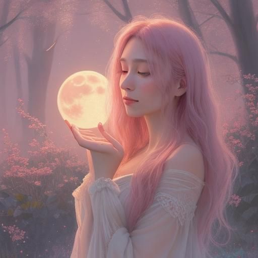 Strawberry Moon in Magical Realism Painting