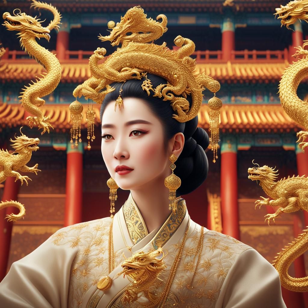 Empress of China Portrait with Dragon Spirit