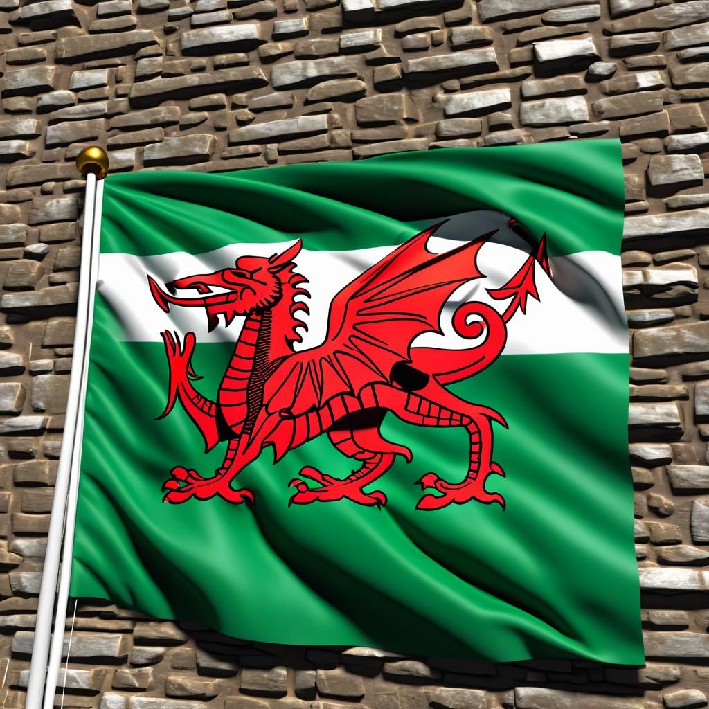 3D Render of the Welsh Flag
