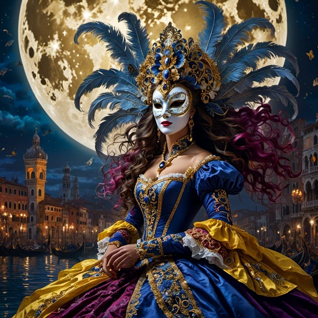 <lora:Venetian Mask GO-888:1.0> Beautiful woman with Venetia...