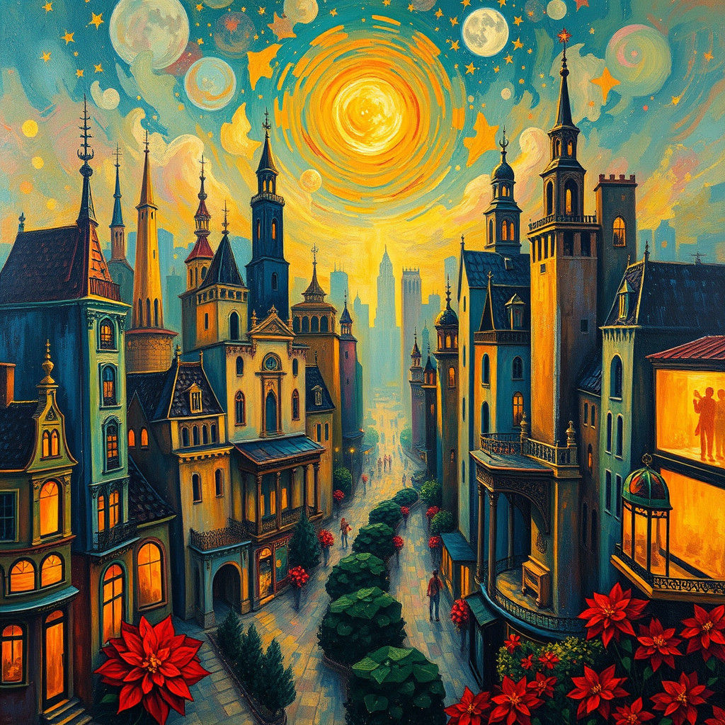 Poinsettia City: Urban Fantasy in Expressionist Style