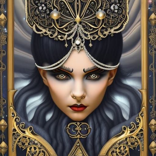 Intricate Crystal Fairy Storybook Illustration in Gothic Art