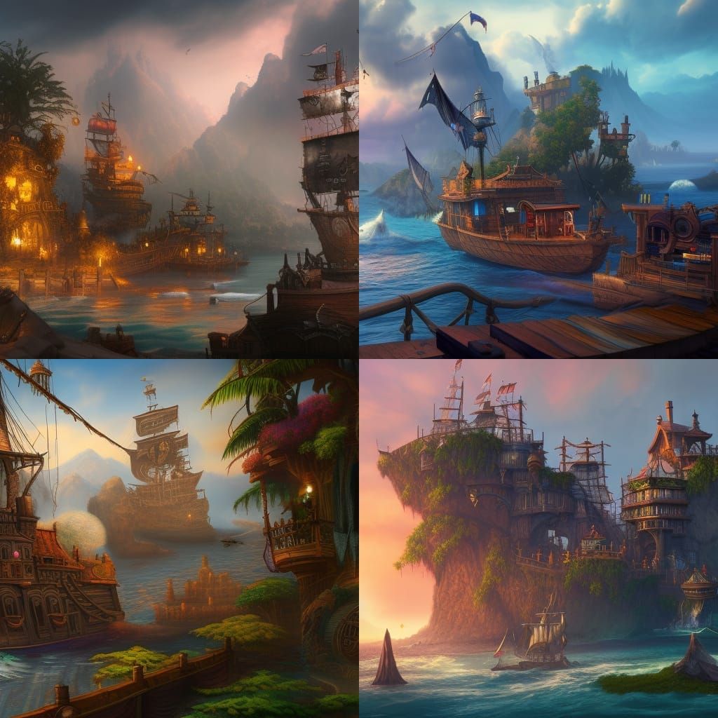 Fantastical Pirate City Concept Art in Unreal Engine