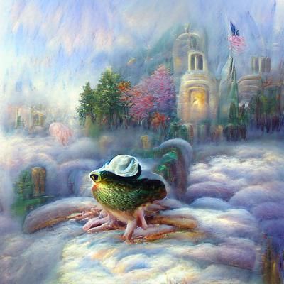 Frog in Beret: Ethereal Fantasy Art