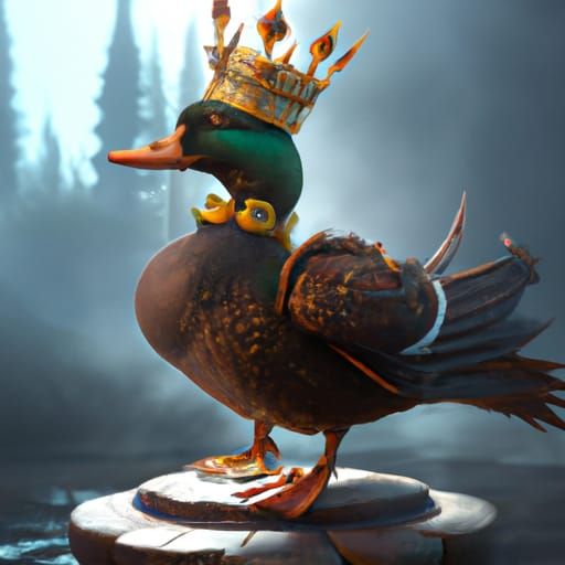 Duck King with Crown: Dark Fantasy Concept Art