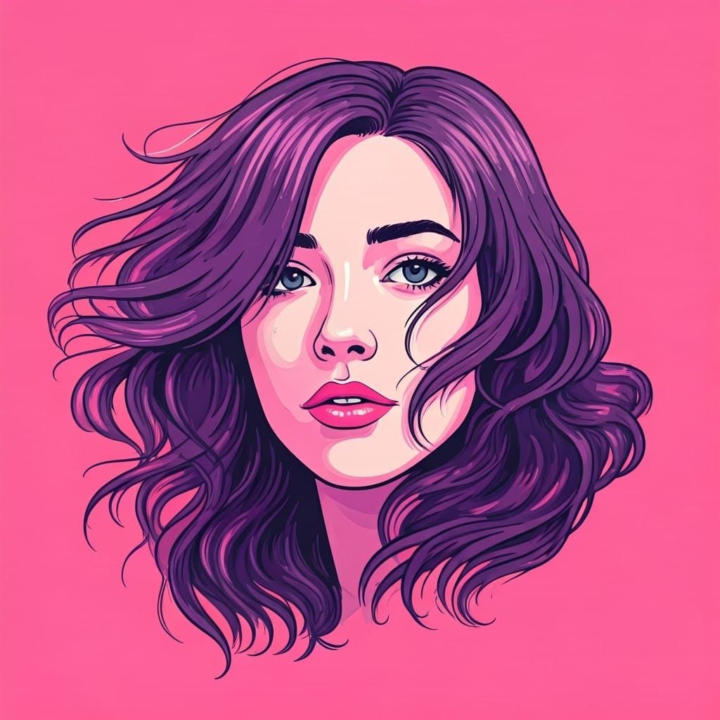 Feminist Goddess in Vibrant Purple Hues