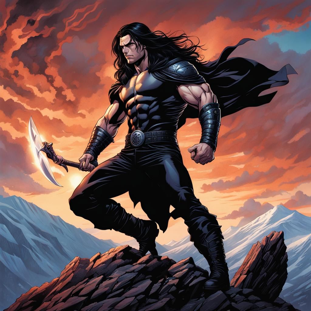 Muscular Sorcerer with Changeling Power: Comic Book Art