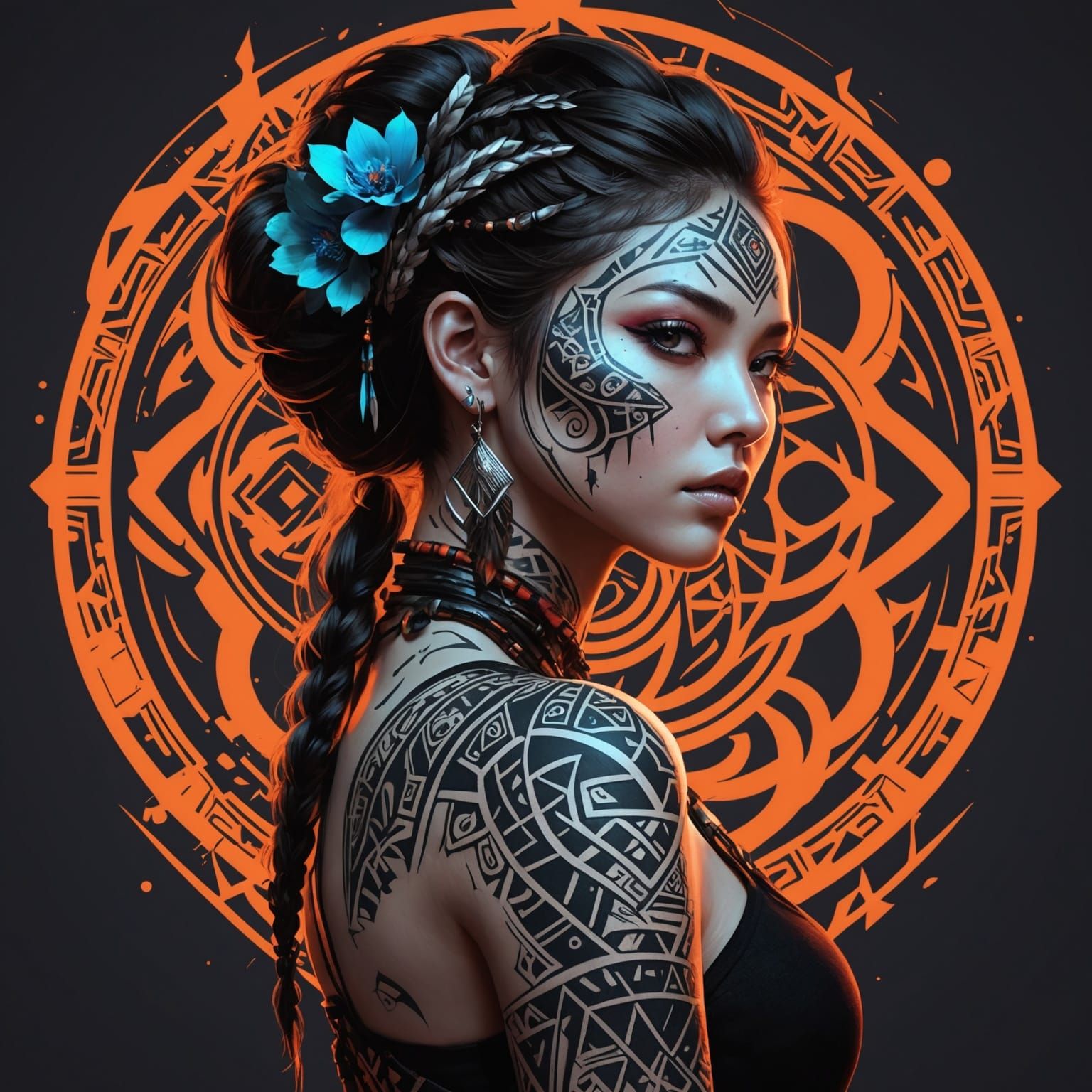 Living Tribal Tattoo in Digital Art Style