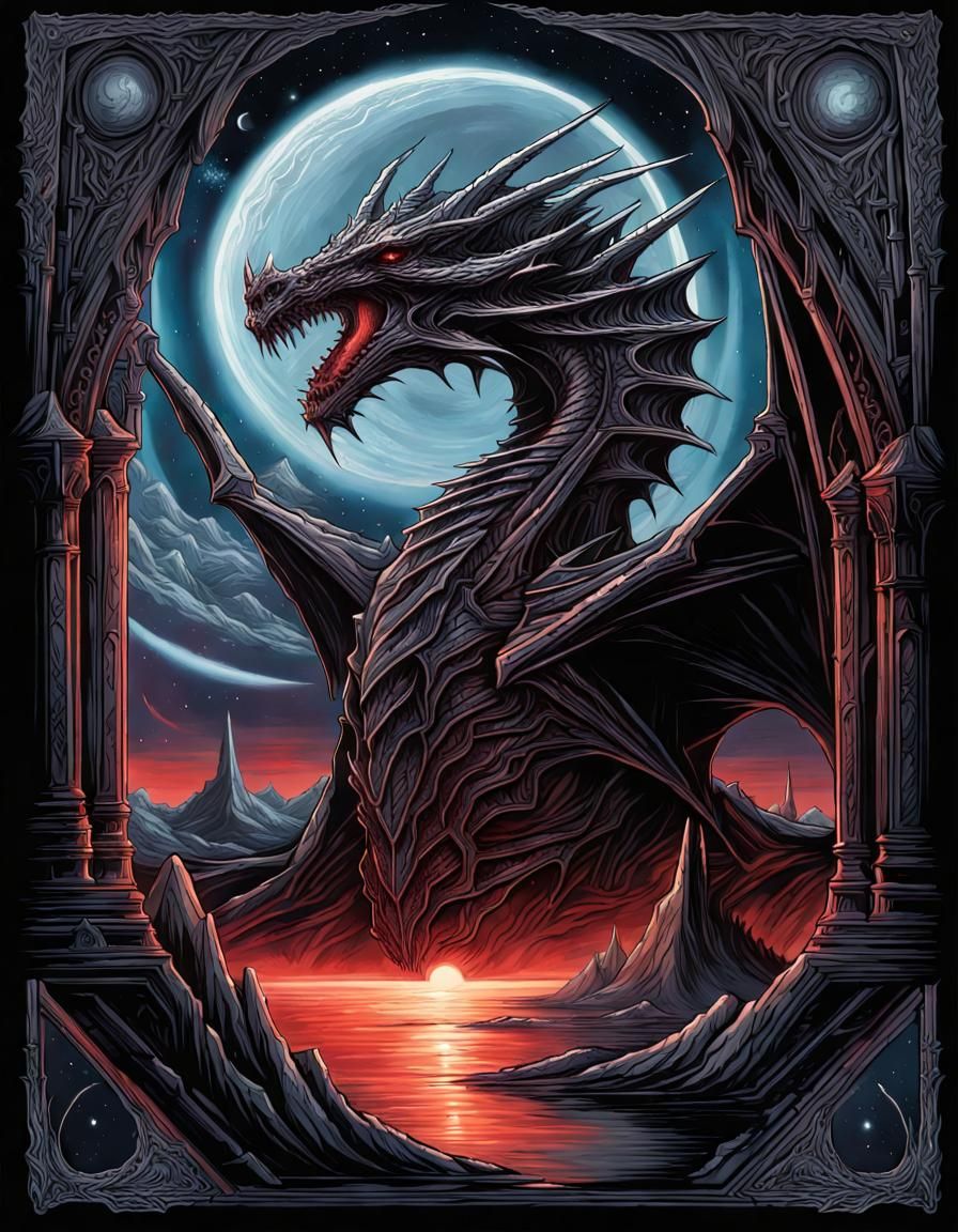 Gothic Spacecore Alduin: A Digital Art Piece