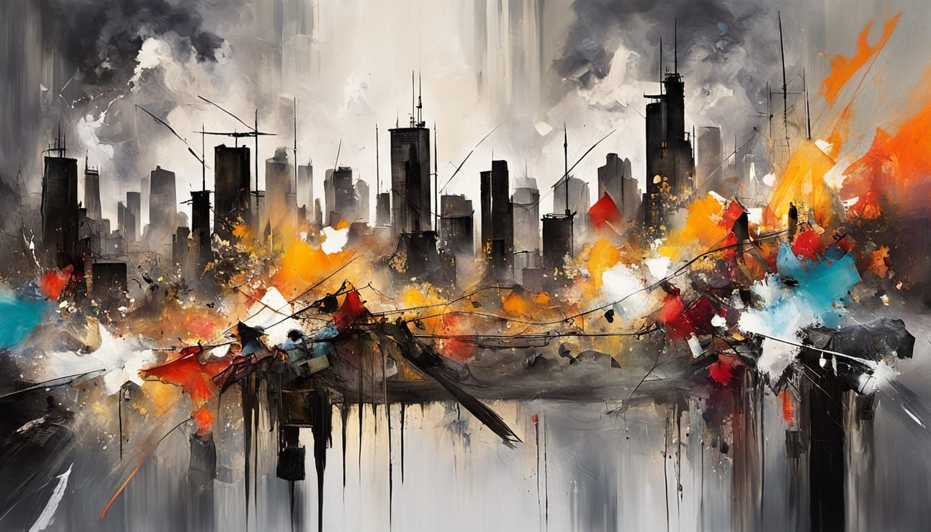 Expressive Cityscape in Vibrant Color