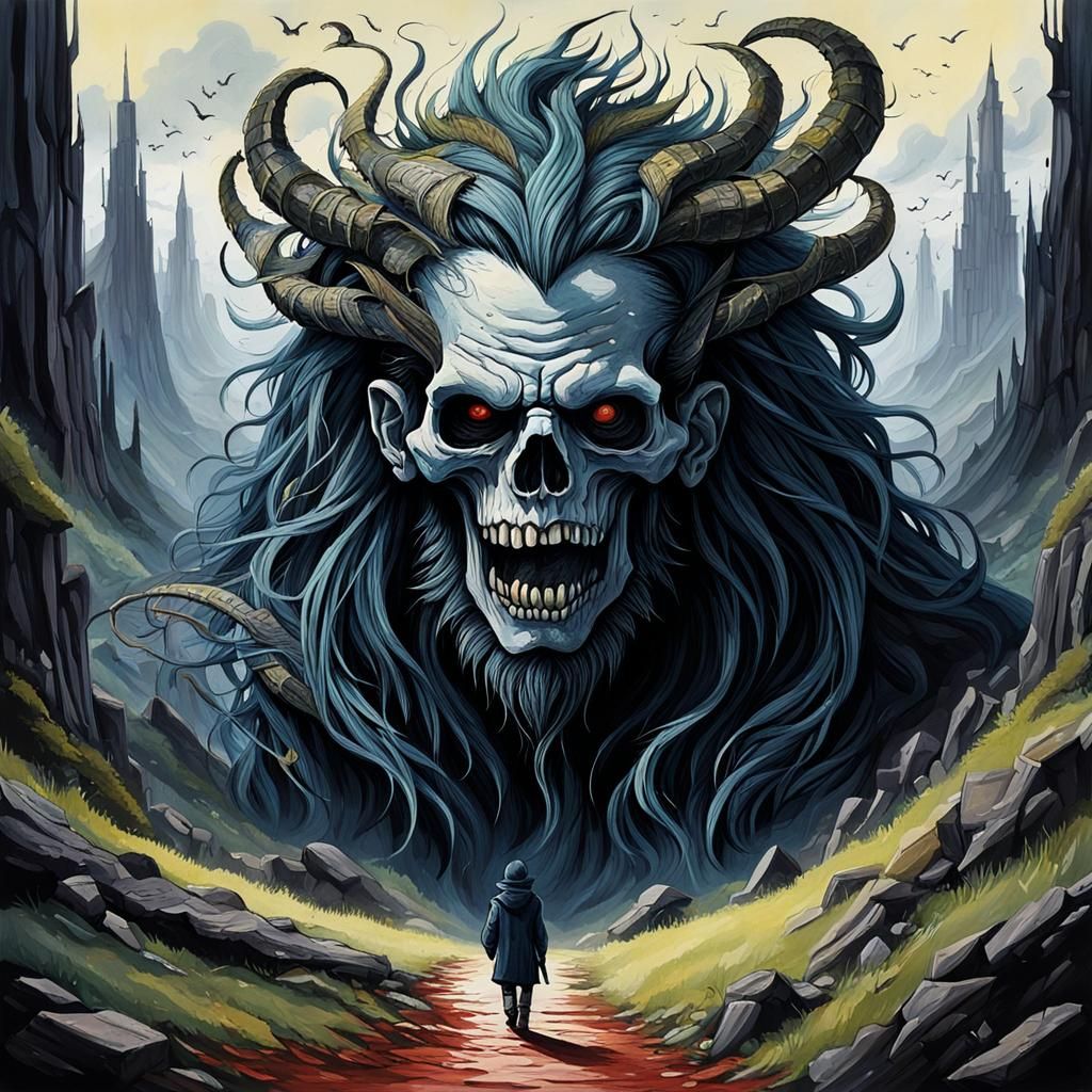 Detailed Gouache Painting of Loss and Despair