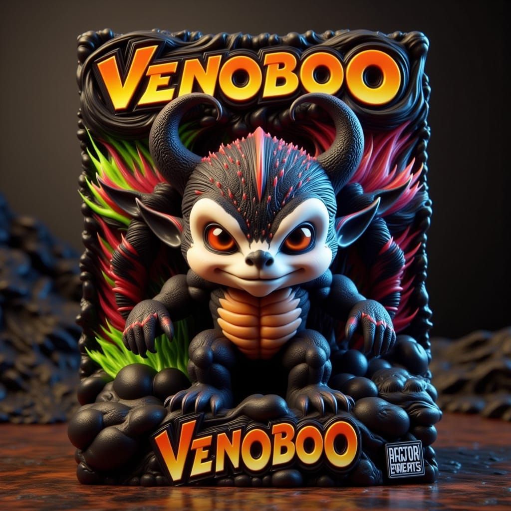 Surreal Action Figure Box Art in Cinematic Digital Style