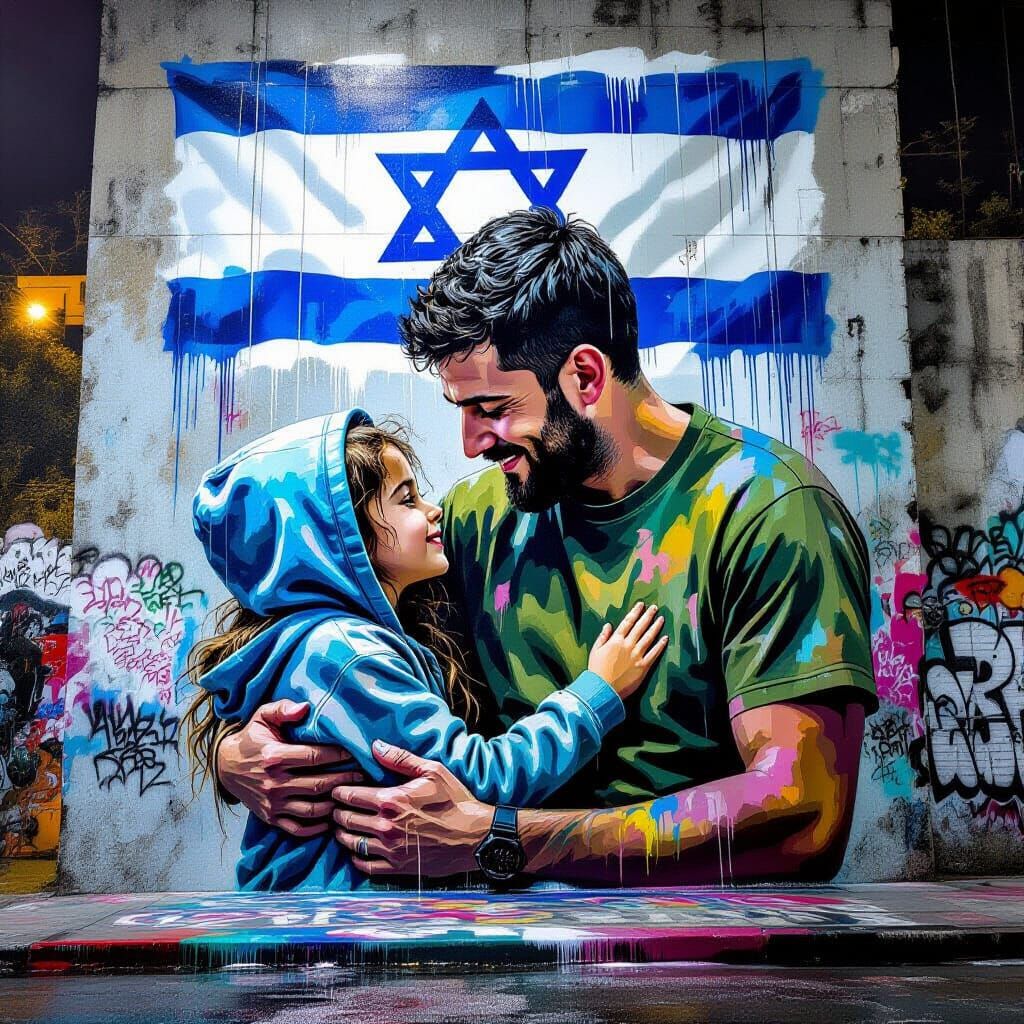Street Artist's Touching Graffiti: Father and Daughter