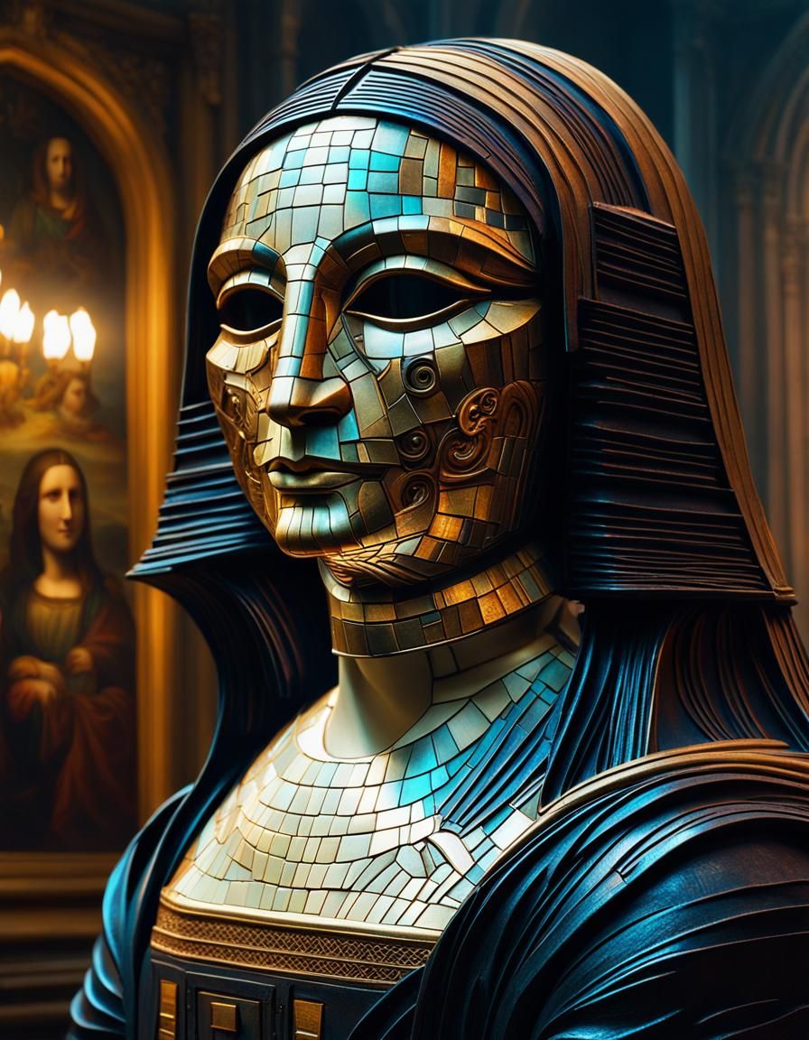 Masked Figure in Cyberpunk Neo-Dada Style