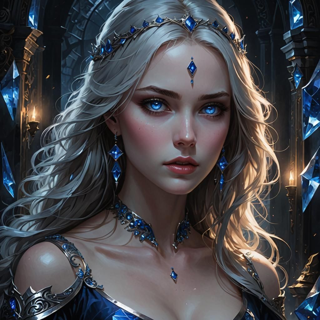 Sapphire Gaze: Blue Eyes in Shadow