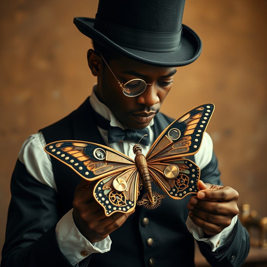 Steampunk Inventor Crafts Timeless Butterfly Machine