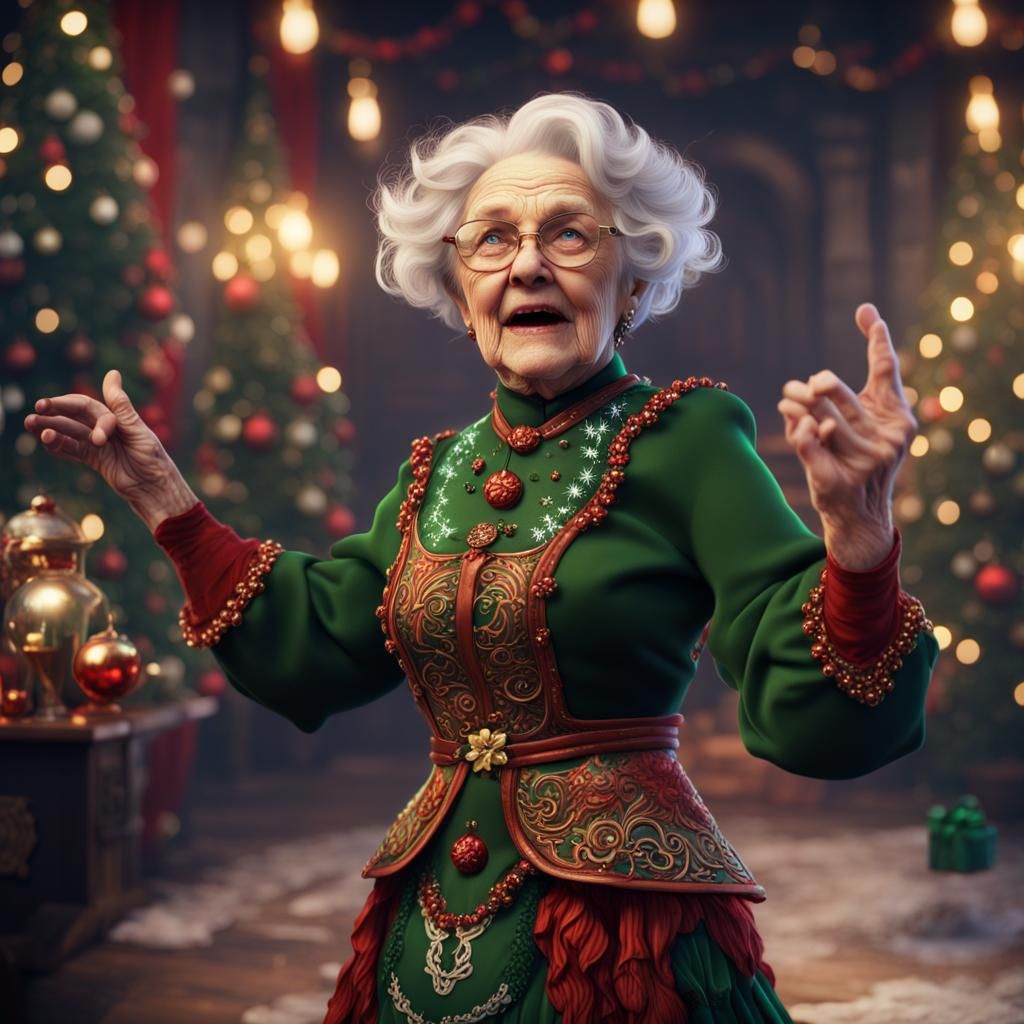 Festive Irish Dancing Grandma: Detailed Matte Painting