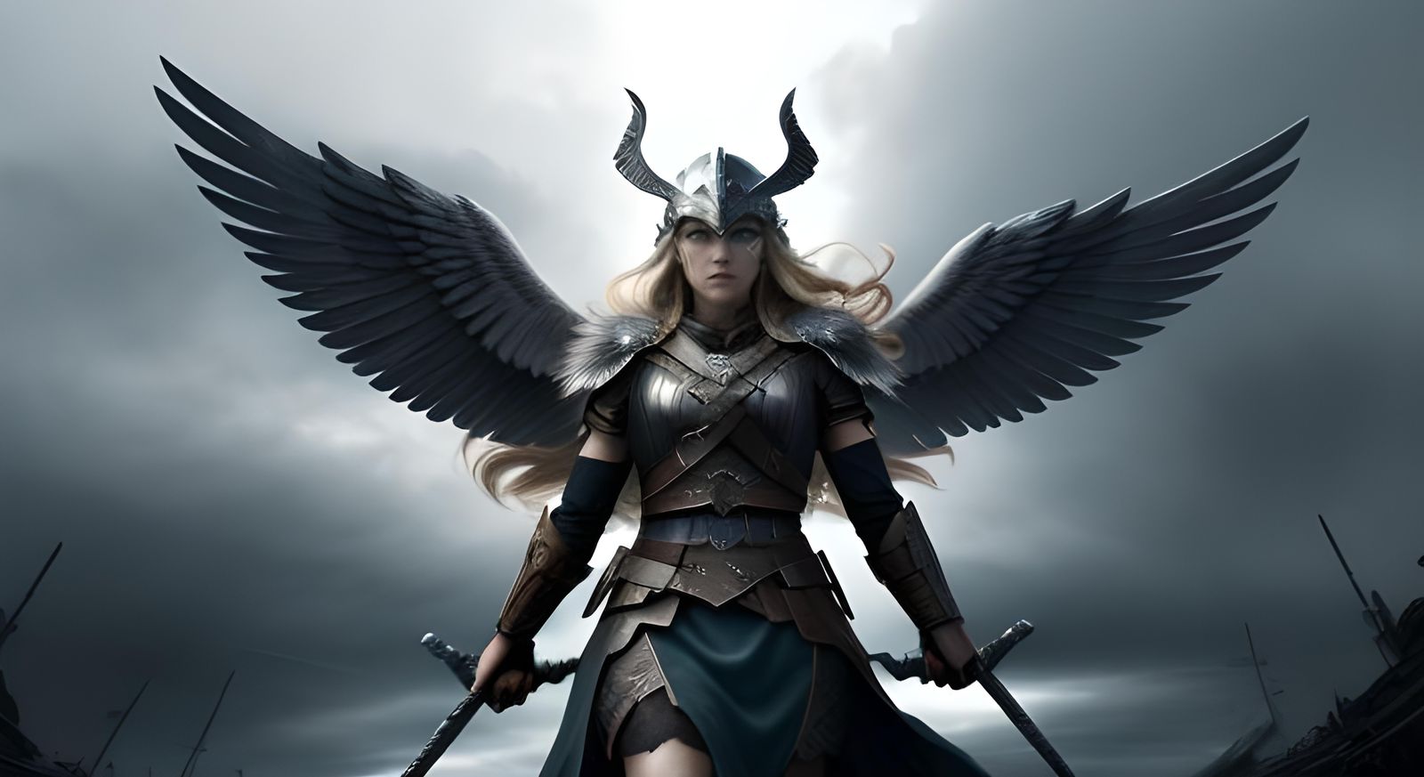 Valkyrie of Norse Battlefield in Epic Viking Fantasy Style