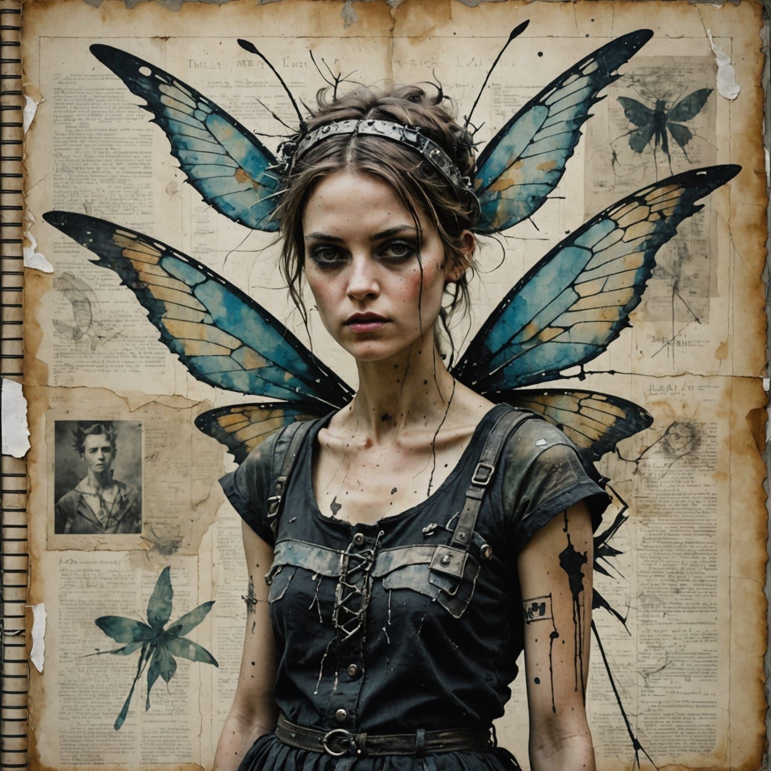 Vibrant Punk Rock Fairy in a Torn, Grungy World