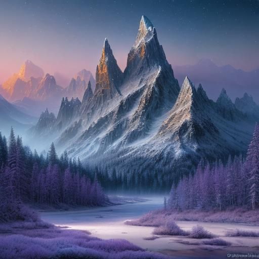 Shimmering Mountains and Frozen Forests in Fantasy Art