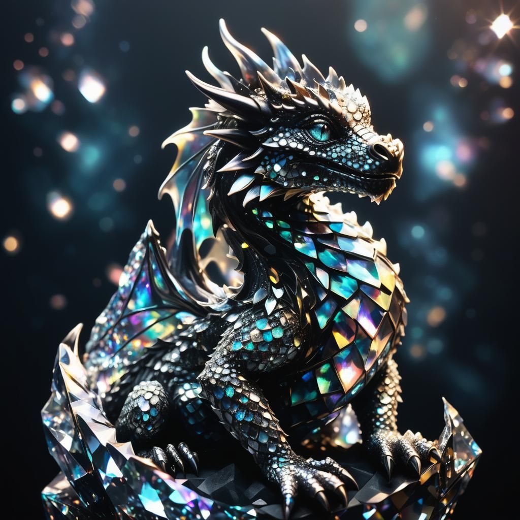 Diamond Dragon Sculpture: Opulent Gemstone Art