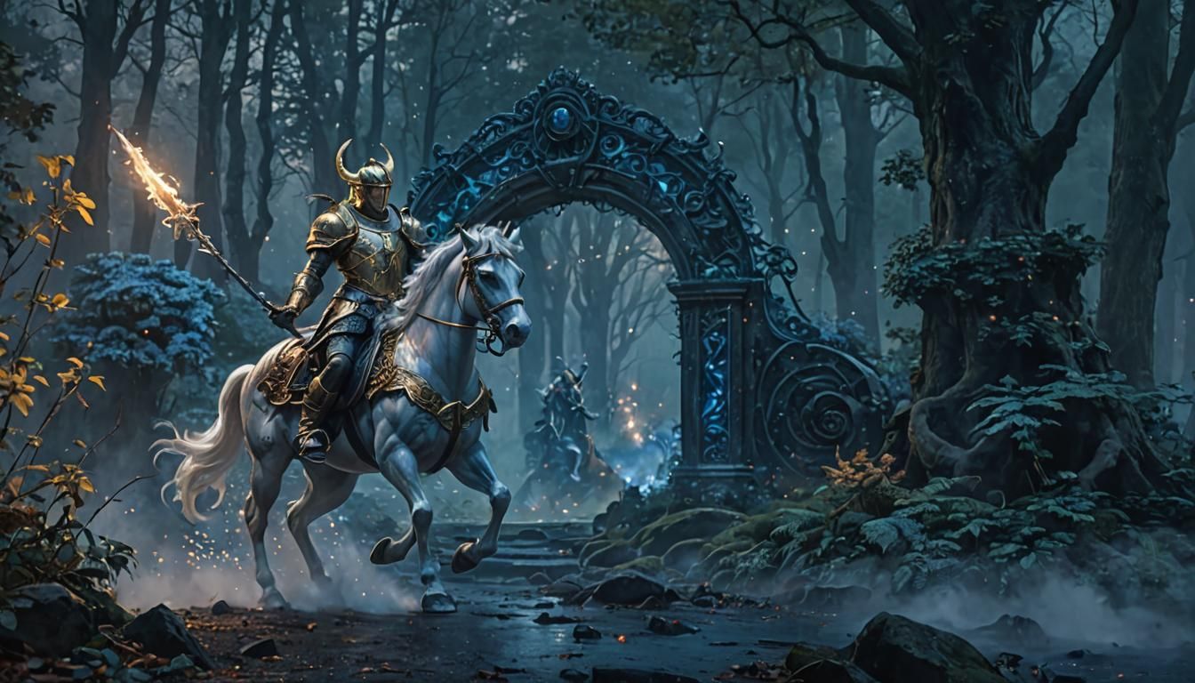 Fiery Centaur Warrior in Misty Forest Portal