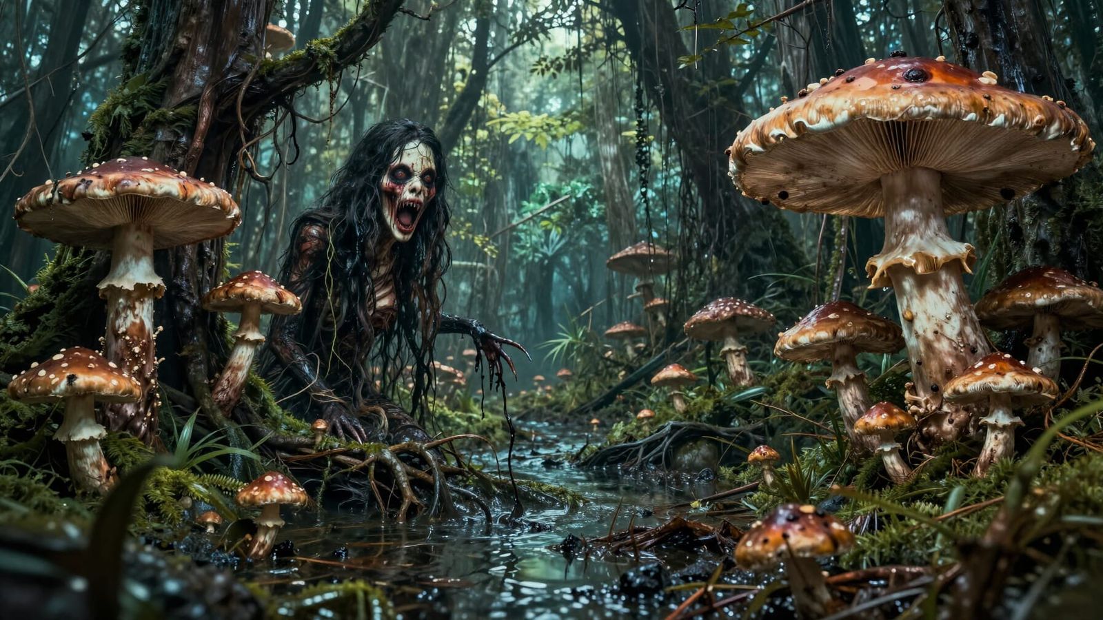 Horrifying Bayou Mushrooms in Vivid Multidimensional Ecosyst...
