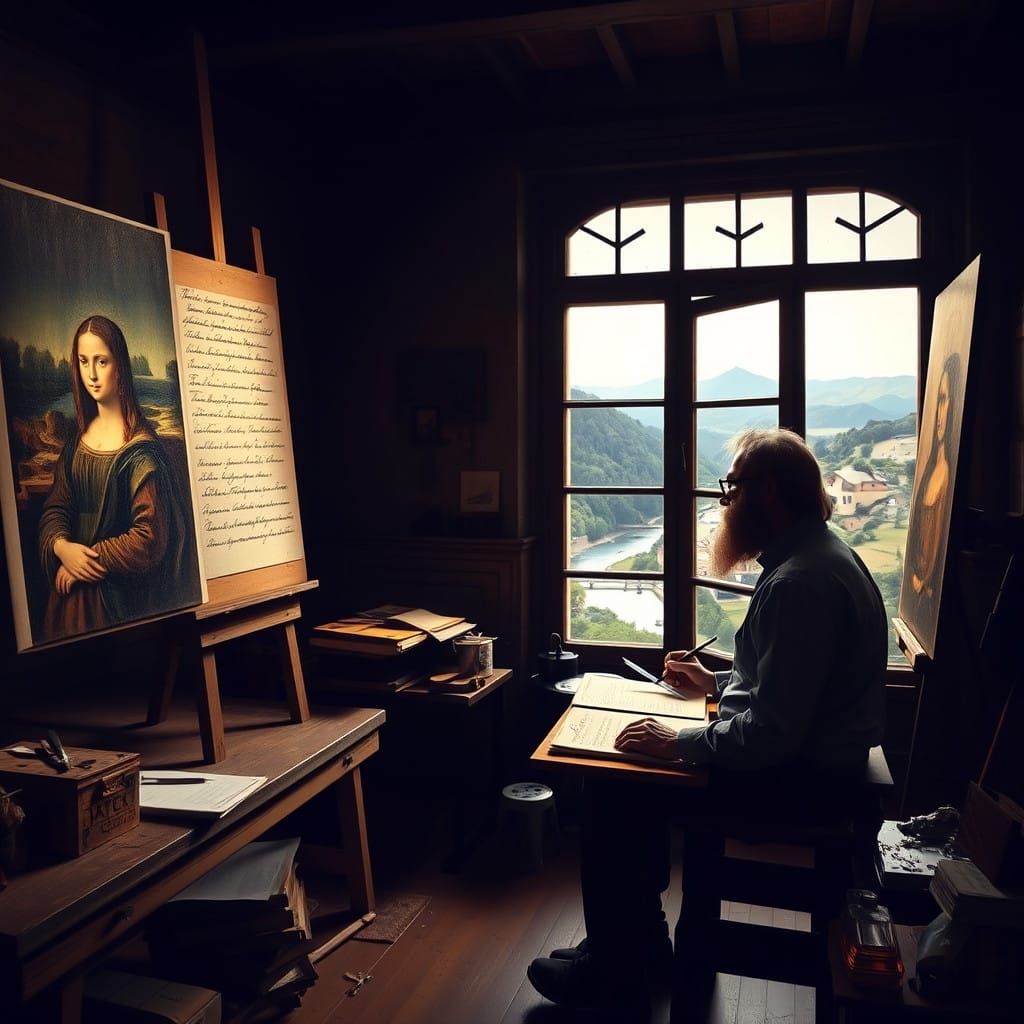 A Renaissance Master's Studio in Golden Twilight