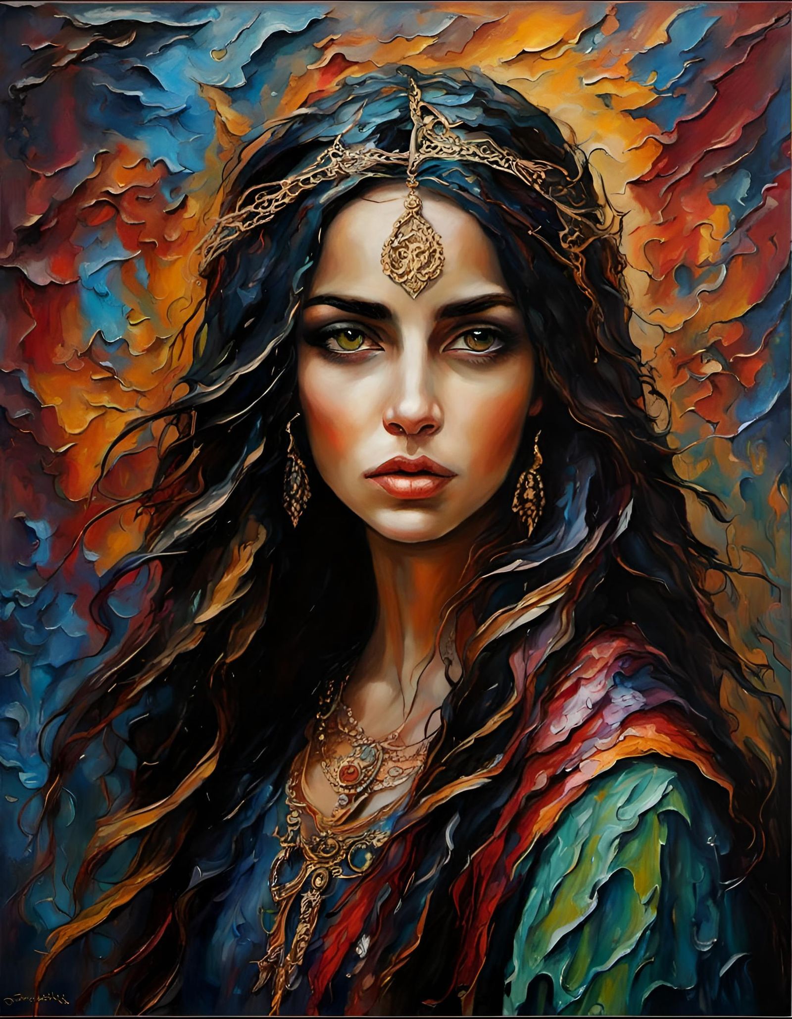 Magnificent Impasto Fantasy Landscape Oil Painting