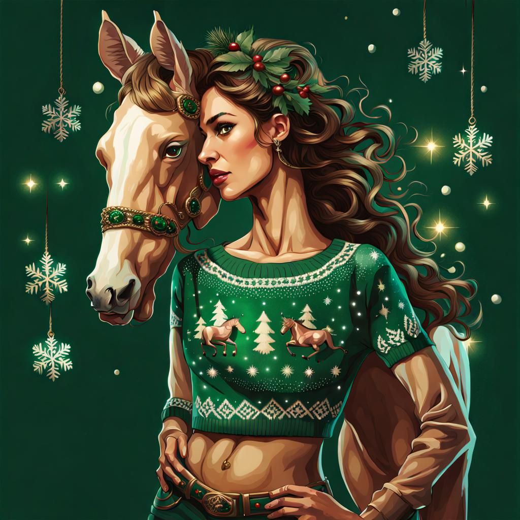 Centaur Goddess in Ugly Christmas Sweater