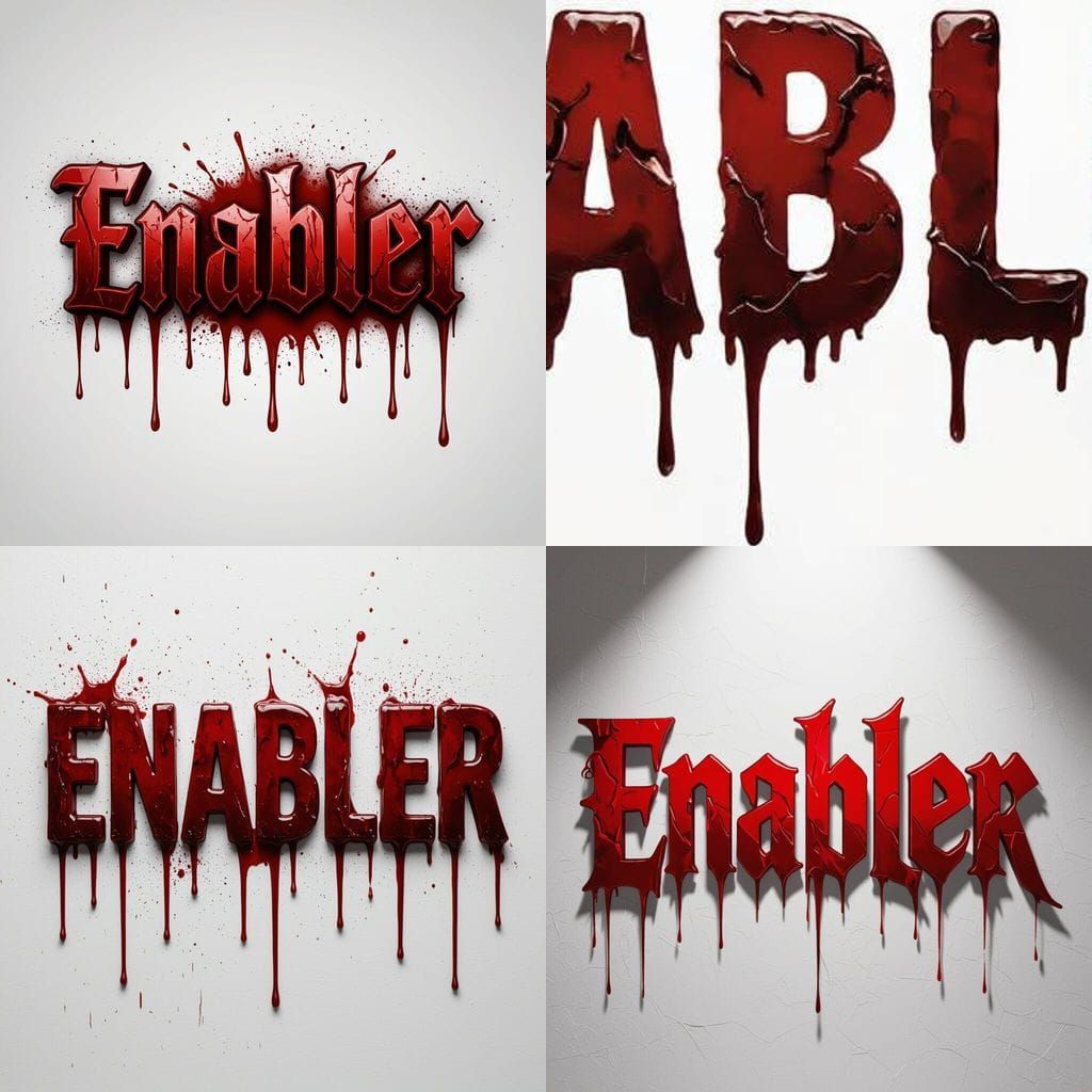 The Word "Enabler" Written in Blood on White