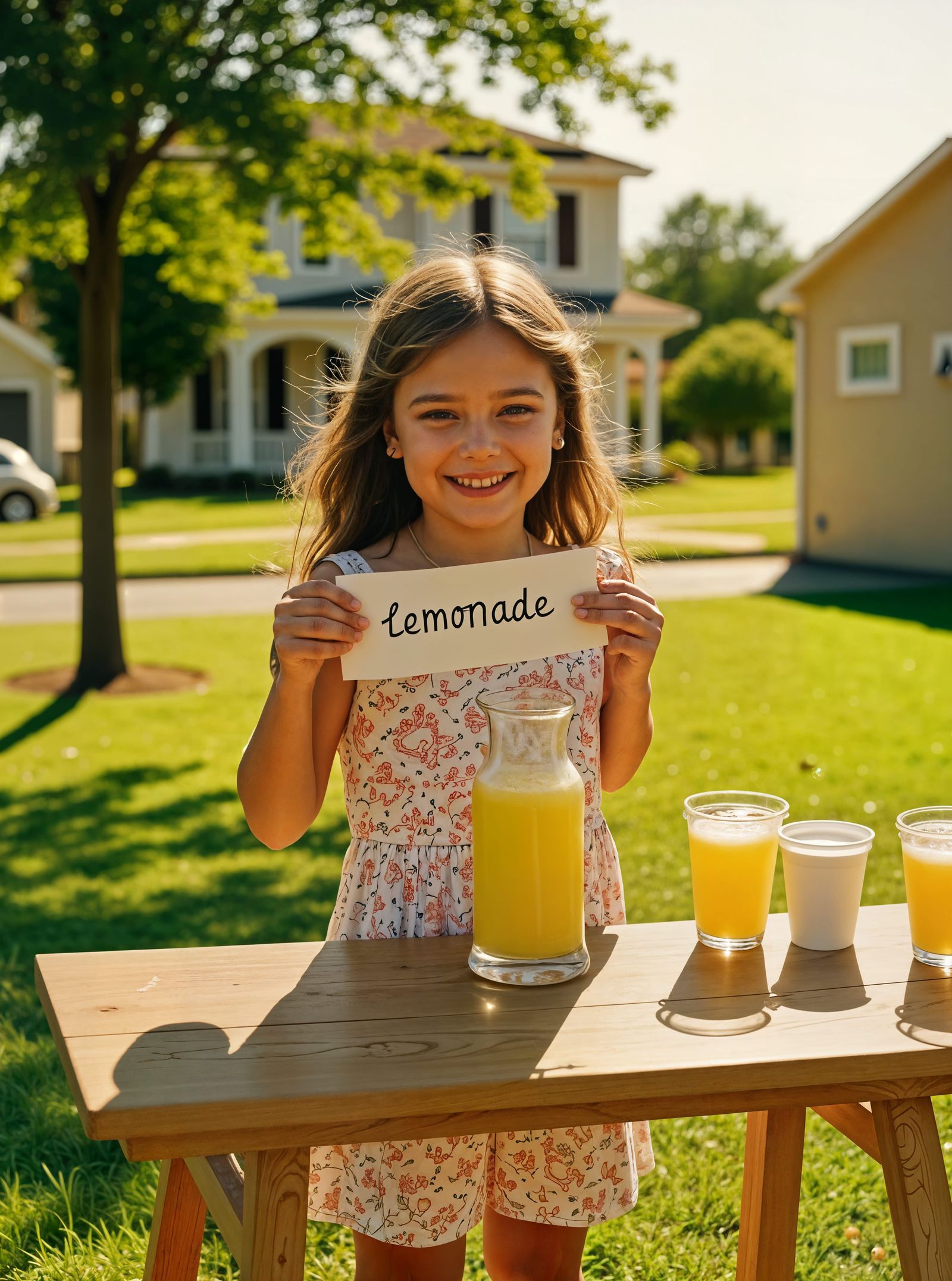 Girl Sells Lemonade In Vintage 1950s Photograph