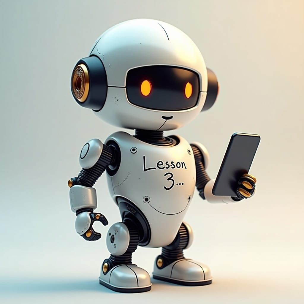 Highly Detailed 3D Robot Holding Whiteboard in Ultra 8K Qual...