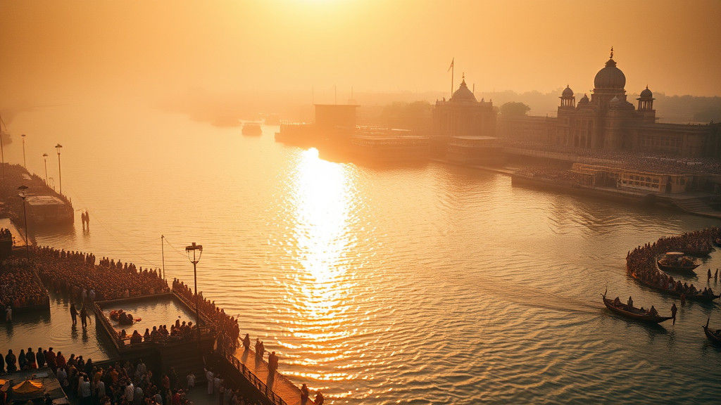 Triveni Sangam: Aerial View of Holy River Confluence