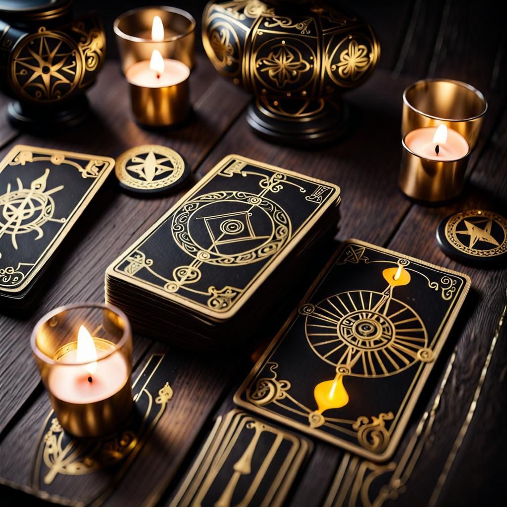 Mystical Tarot Deck with Glowing Symbols