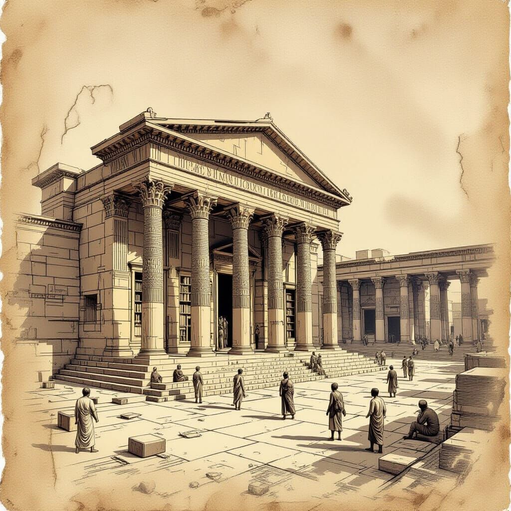 Ancient Library of Alexandria Sketch Found