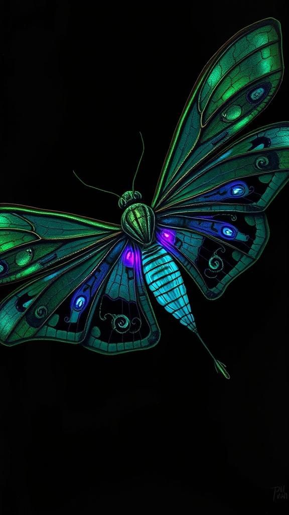 Bioluminescent Moth Creature in Digital Art Style