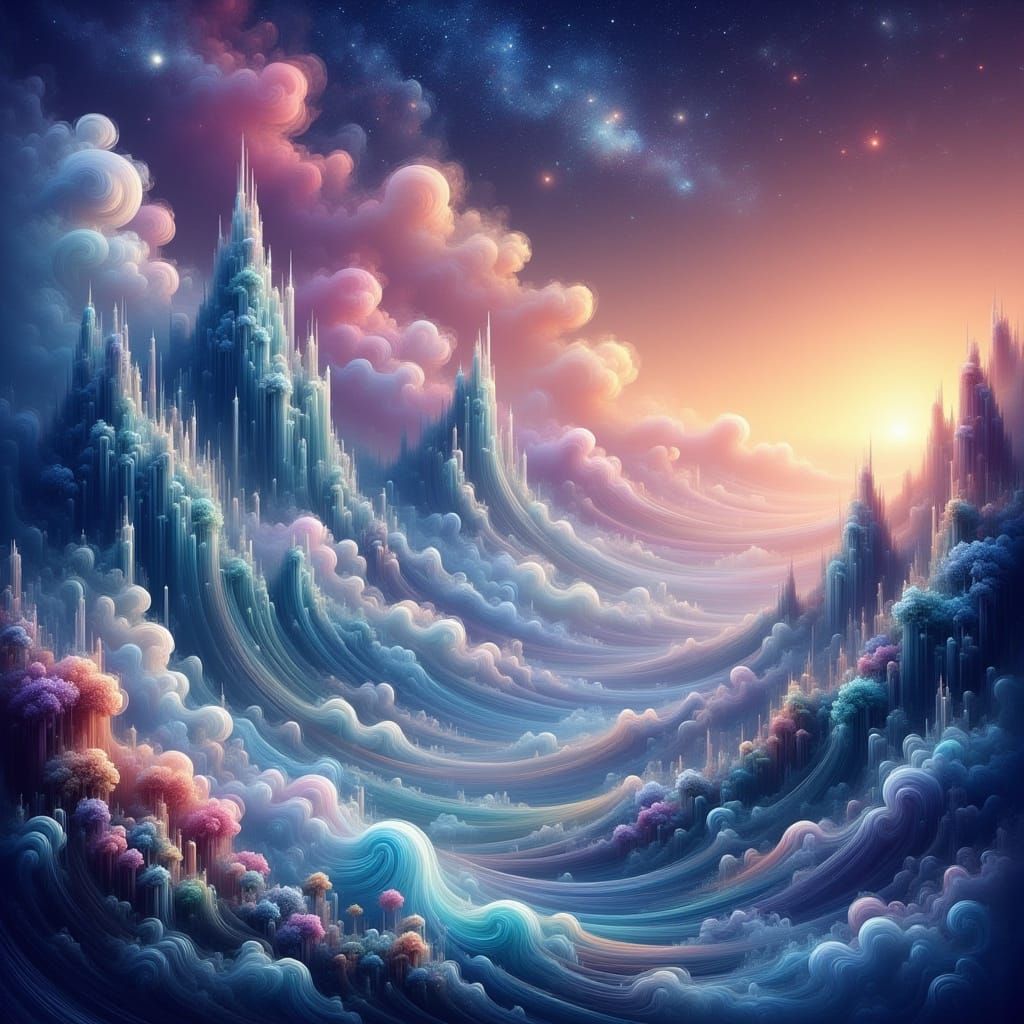 Crystalline Mountains Under Galactic Sky