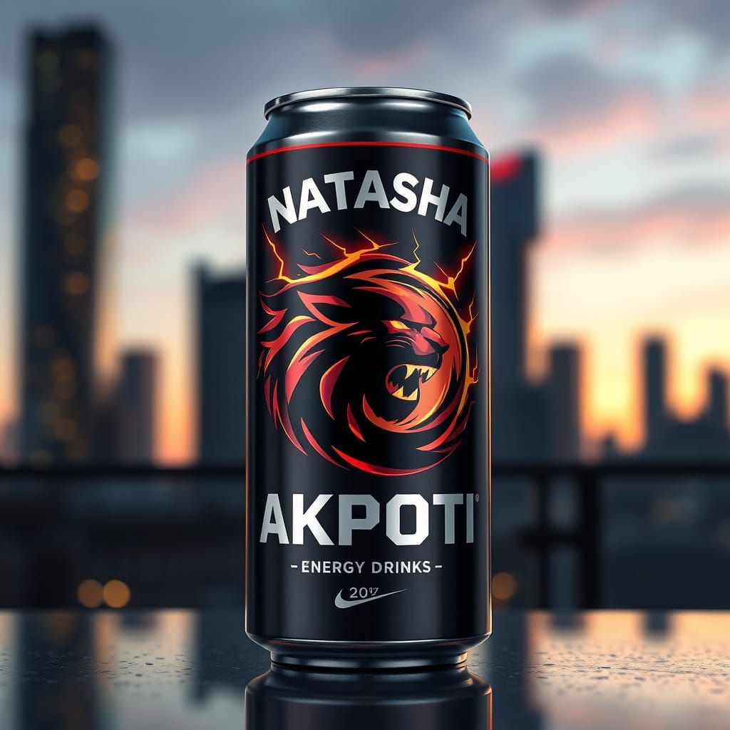 Sleek Dark Metallic Energy Drink Can Radiates Intensity in C...