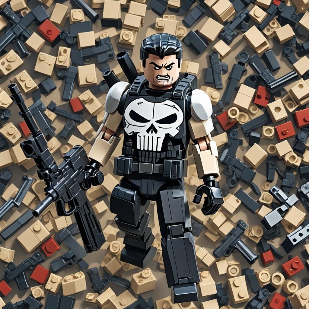 The Punisher in Lego Anime Style